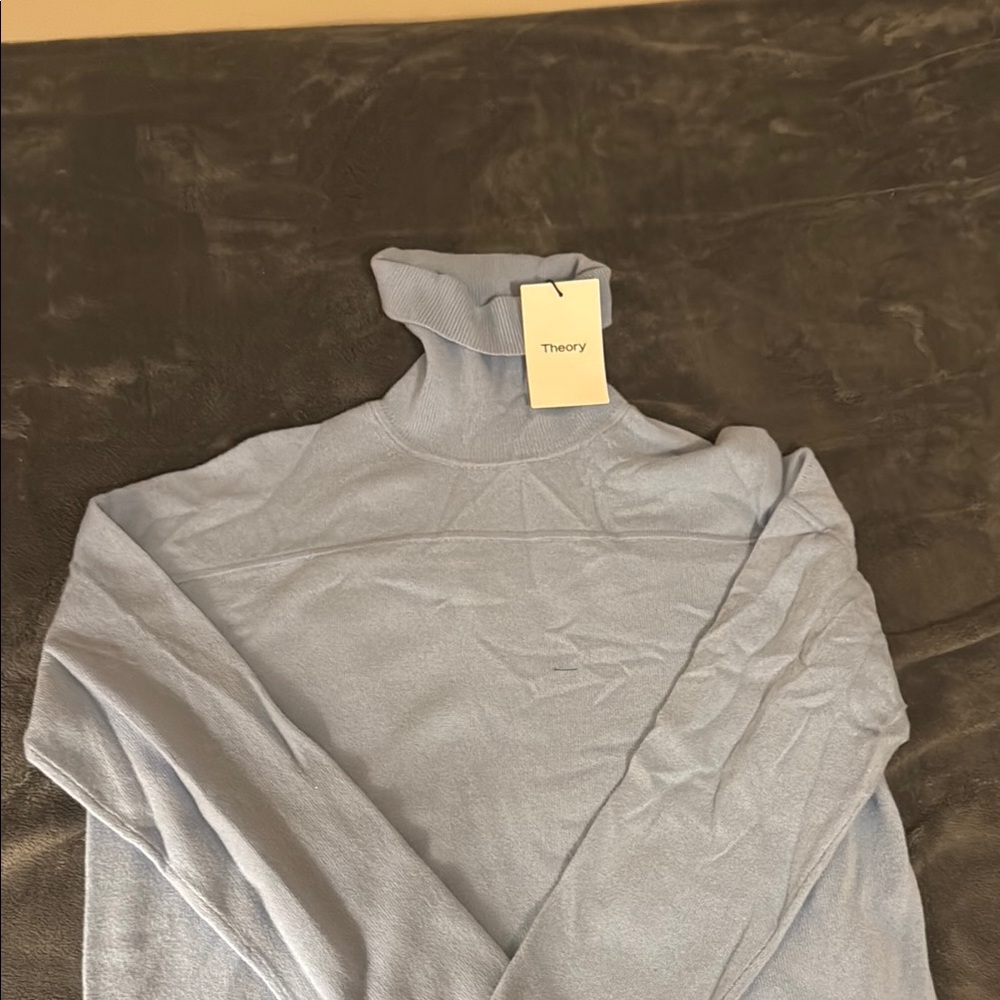 Theory Blue Cowl Neck Sweater
